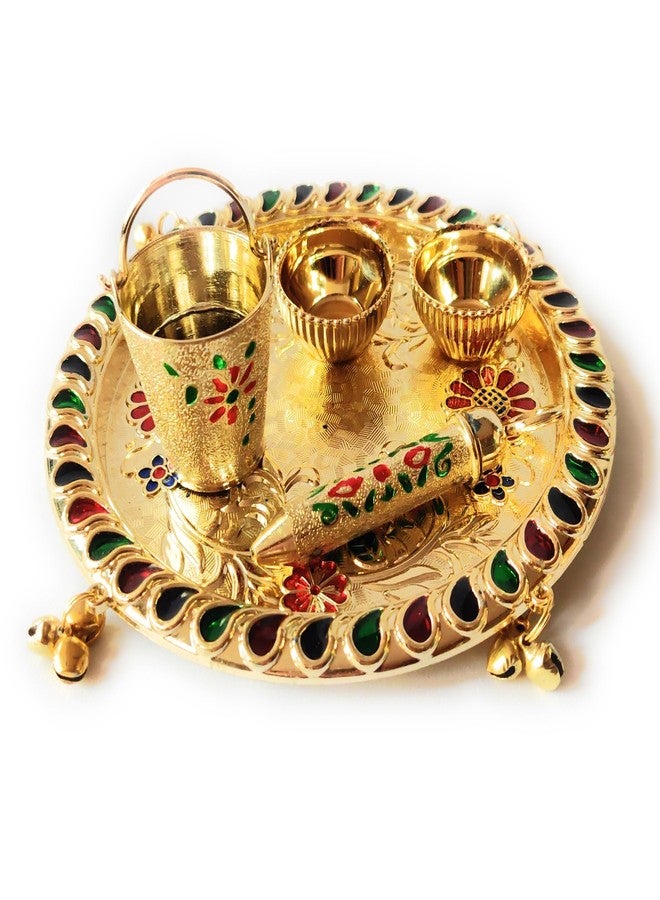 Sau Rang Laddu Gopal Meenakari Plate for Holi with Balti Pichkari (Symbolic Toy only) and 2 Empty Bowls. Material Plastic - Image 1